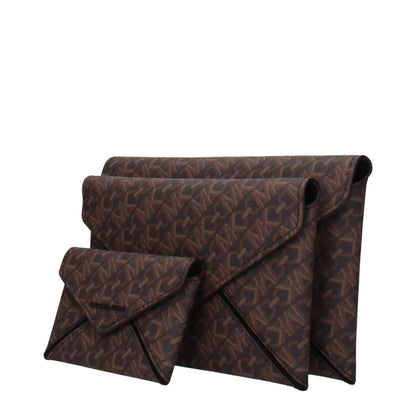 Michael Kors Brown Fabric Clutch Bags