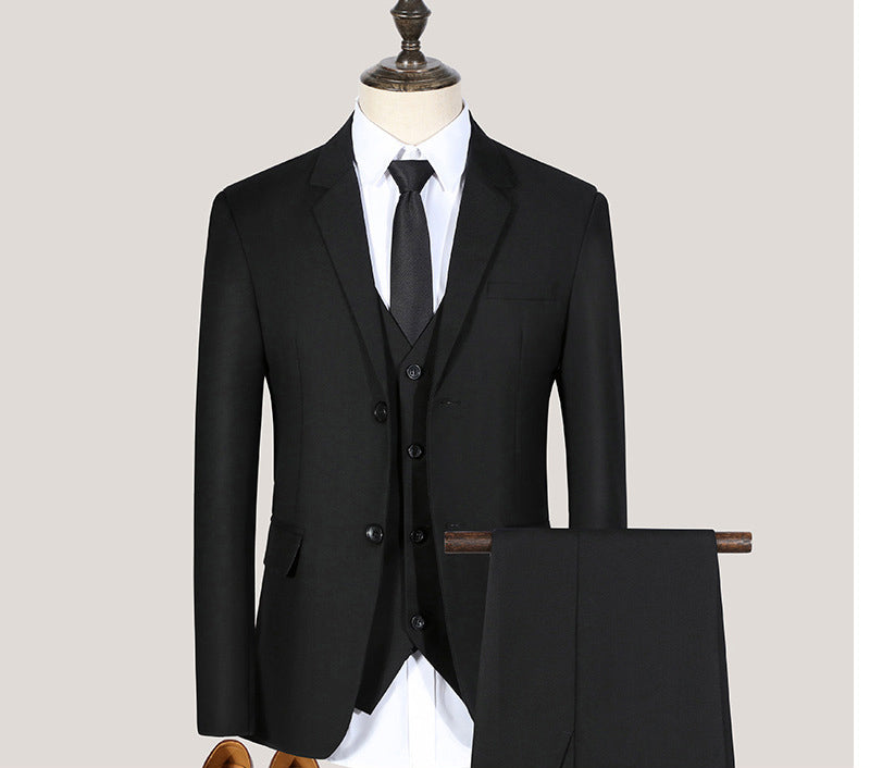 Conjunto de traje juvenil de corte entallado de primavera y otoño para hombre, conjunto de tres piezas para boda, traje de padrino de boda