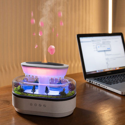 Humidificador de aroma estilo Raindrop con luces y difusión de aceites esenciales para el hogar.
