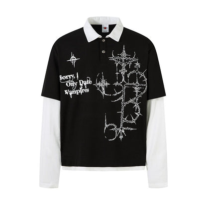 Sudadera unisex de manga larga con cuello gofre y estampado gótico de espinas