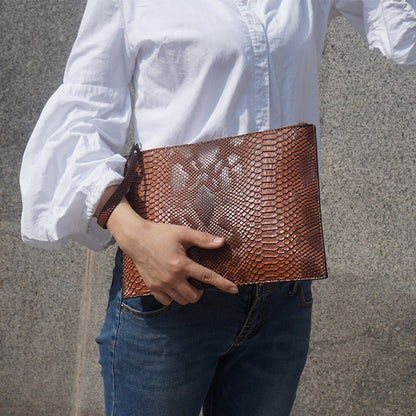 Cartera de mano con estampado de pitón 3D para mujer, CON TARJETERO GRATIS