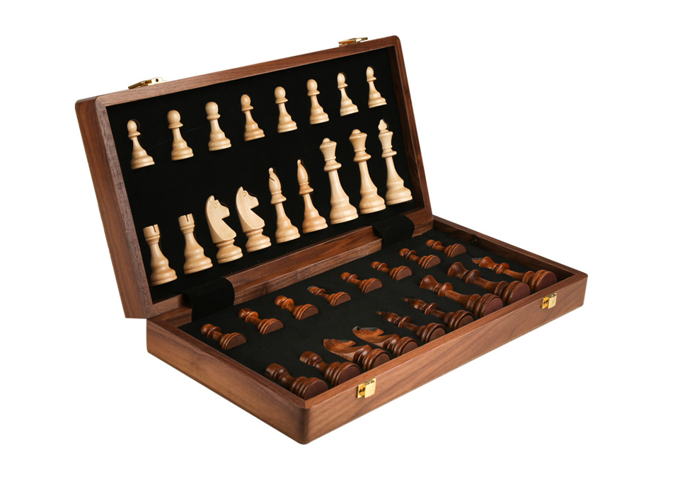 Juego de ajedrez de alta gama de madera maciza plegable