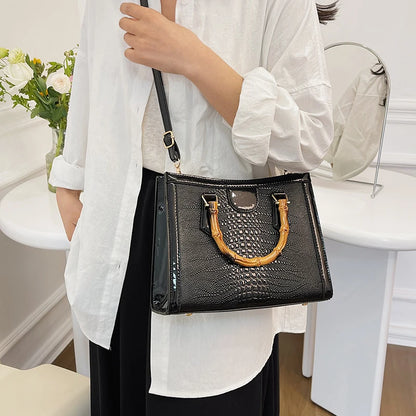 Bolso de hombro de piel de cocodrilo de lujo, bolso de diseñador para mujer