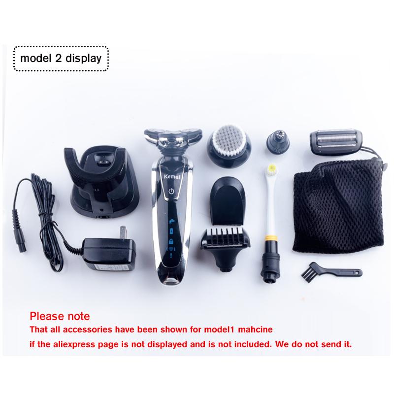 Afeitadora eléctrica 3D Kemei 7 en 1 para hombres, recortadora de barba 3 en 1, afeitadora recargable para hombres.