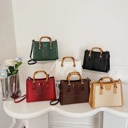 Bolso de hombro de piel de cocodrilo de lujo, bolso de diseñador para mujer