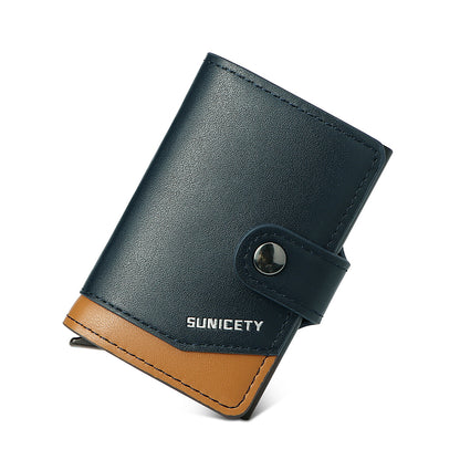 Tarjetero automático de aluminio y metal con apertura emergente para mujer y hombre