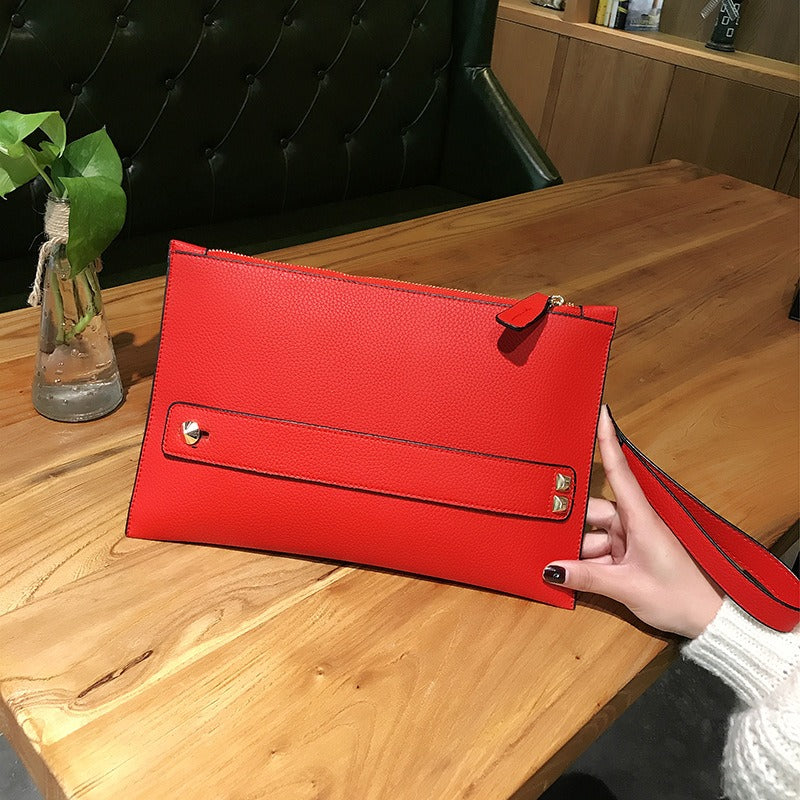 Bolso de mano para mujer, estilo coreano, rojo, para cenas y fiestas, de gran capacidad