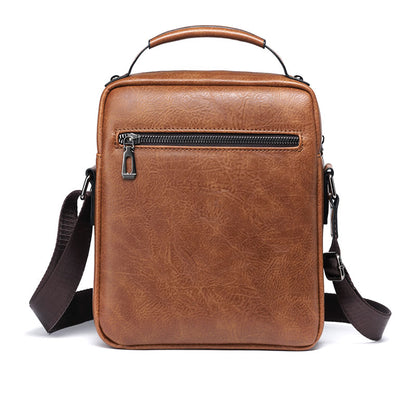 Bolso de hombro informal para hombre, bandolera vintage de alta calidad, de piel sintética