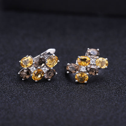 Fashionable natural colored earrings with inlaid yellow crystal gemstones earrings and earrings pendants
