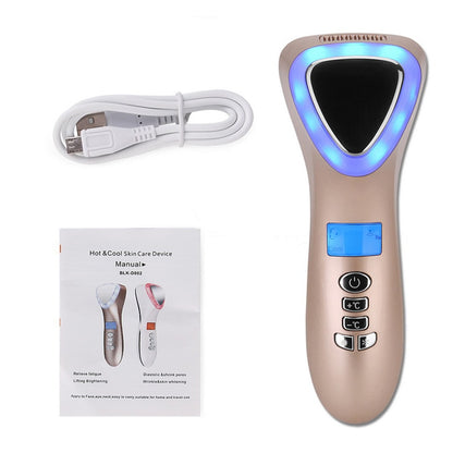 Máquina de crioterapia ultrasónica con LED, martillo de calor y frío, lifting facial, masajeador vibratorio, para rostro, cuerpo