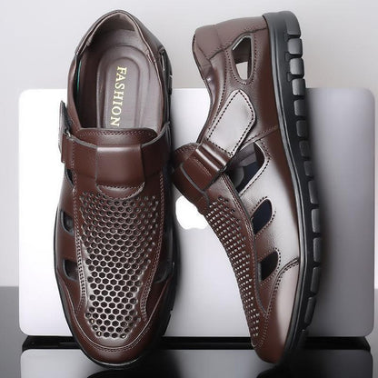 Men's leather sandals summer breathable leather shoes