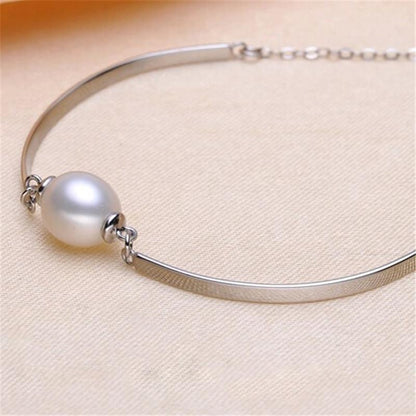 YIKALAISI 925 Sterling Silver Charm Bracelet Bangles Pearl Jewelry