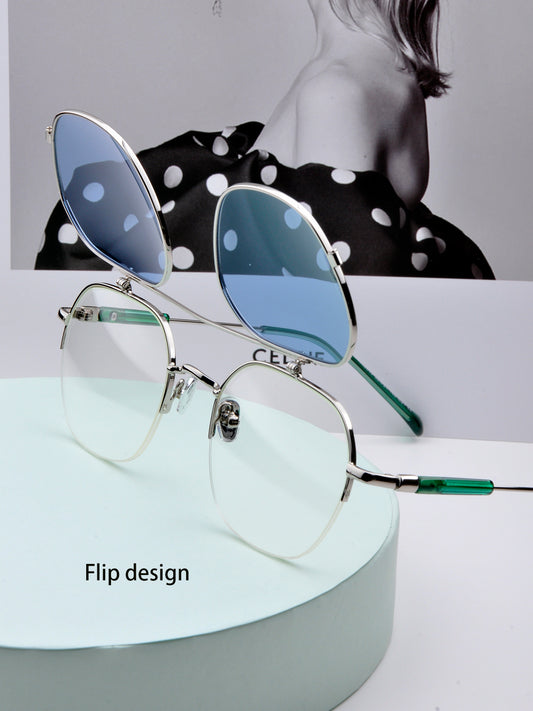 Gafas de sol abatibles con protección solar, gafas de sol polarizadas de media montura para mujer