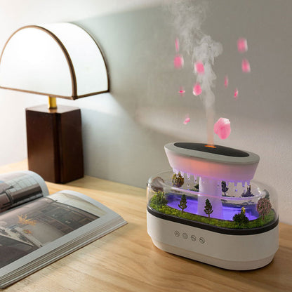 Humidificador de aroma estilo Raindrop con luces y difusión de aceites esenciales para el hogar.