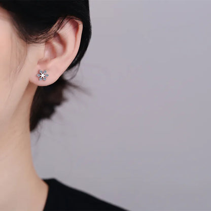 Pendientes de moissanita en forma de copo de nieve de plata de ley 925