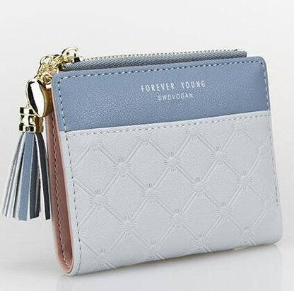 Monedero con borlas y cremallera para mujer, color rosa