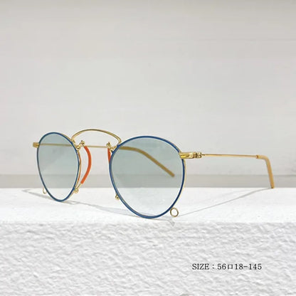Gafas de sol redondas de metal de diseño, estilo retro para mujer, gafas clásicas de tendencia, de lujo, para conducir