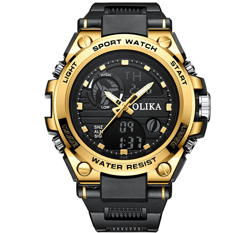 Reloj electrónico impermeable de doble pantalla para hombre