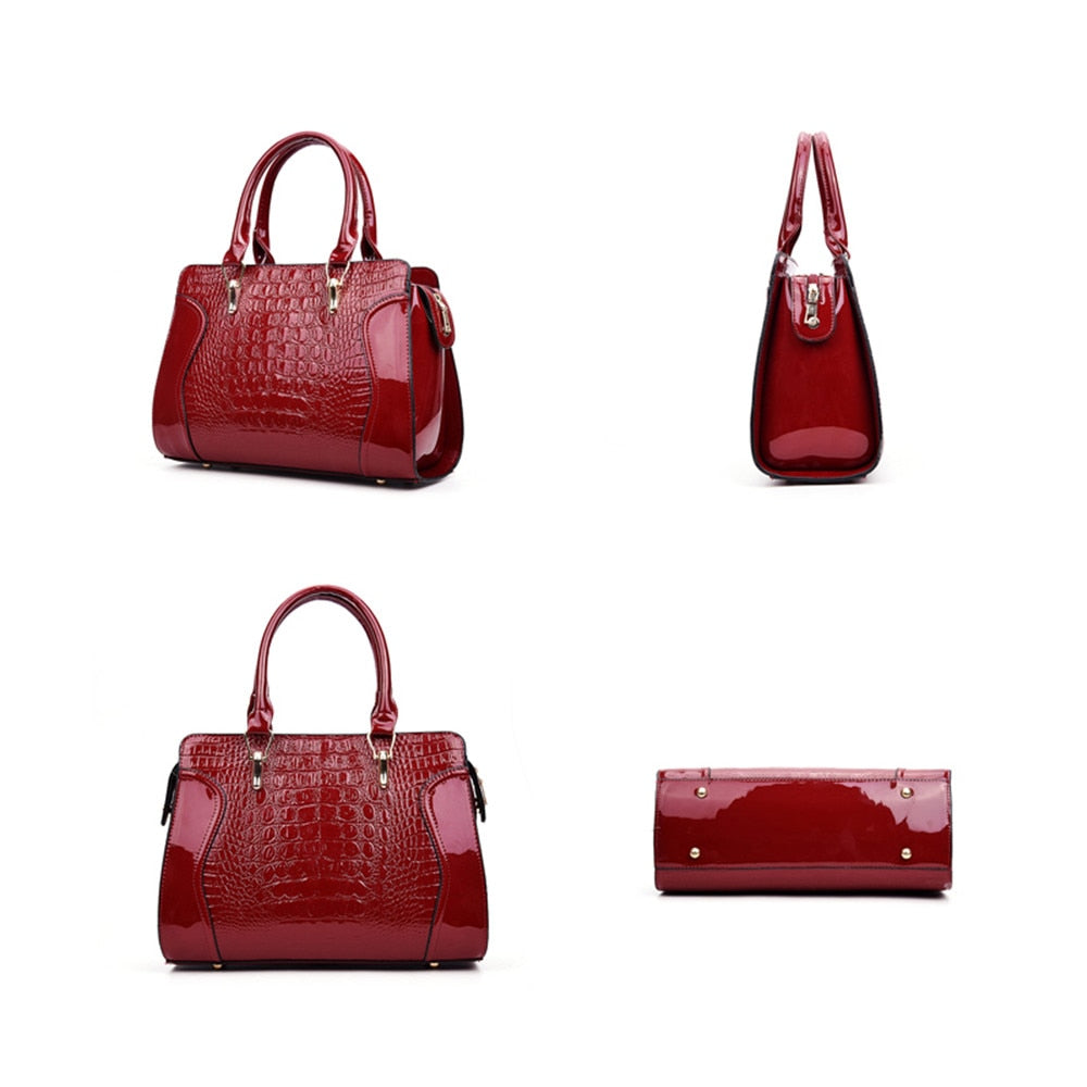 Bolso de mano para mujer con estampado de cocodrilo