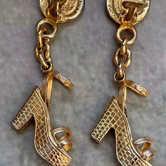 3D high-heeled shoe shaped earrings