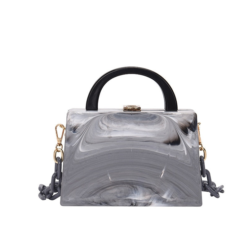 Bolso de mano de noche para mujer, con hebilla de cadena acrílica