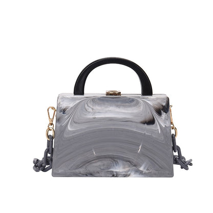 Bolso de mano de noche para mujer, con hebilla de cadena acrílica