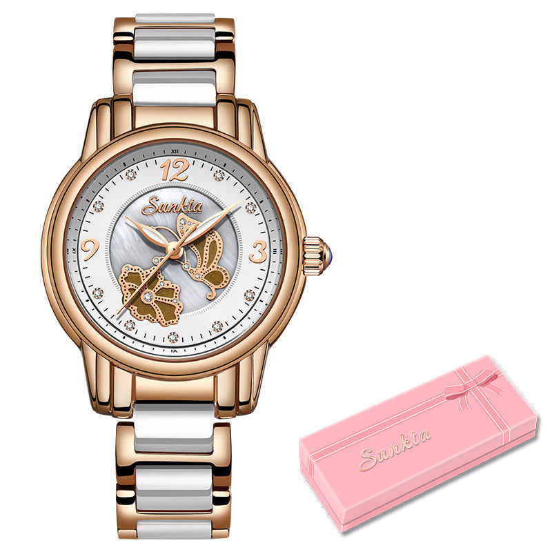 Reloj de cerámica Lige de alta calidad para mujer, exquisito reloj resistente al agua