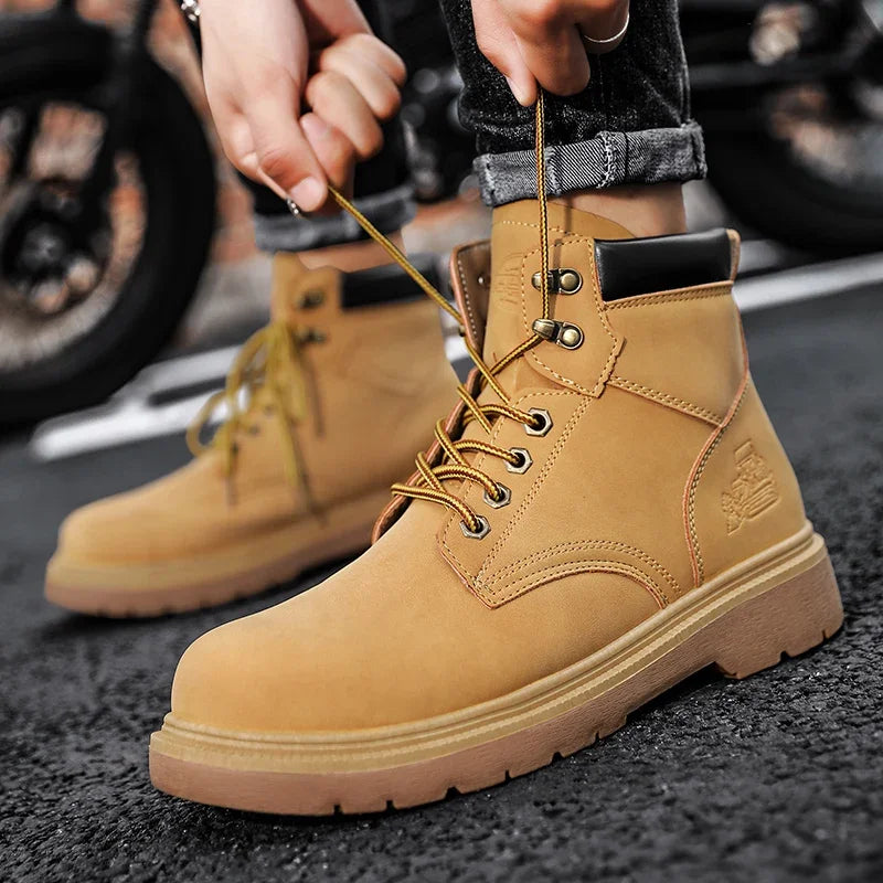 Botas de seguridad para el trabajo, calzado de seguridad clásico para motociclistas, calzado de tobillo, moda, antideslizante