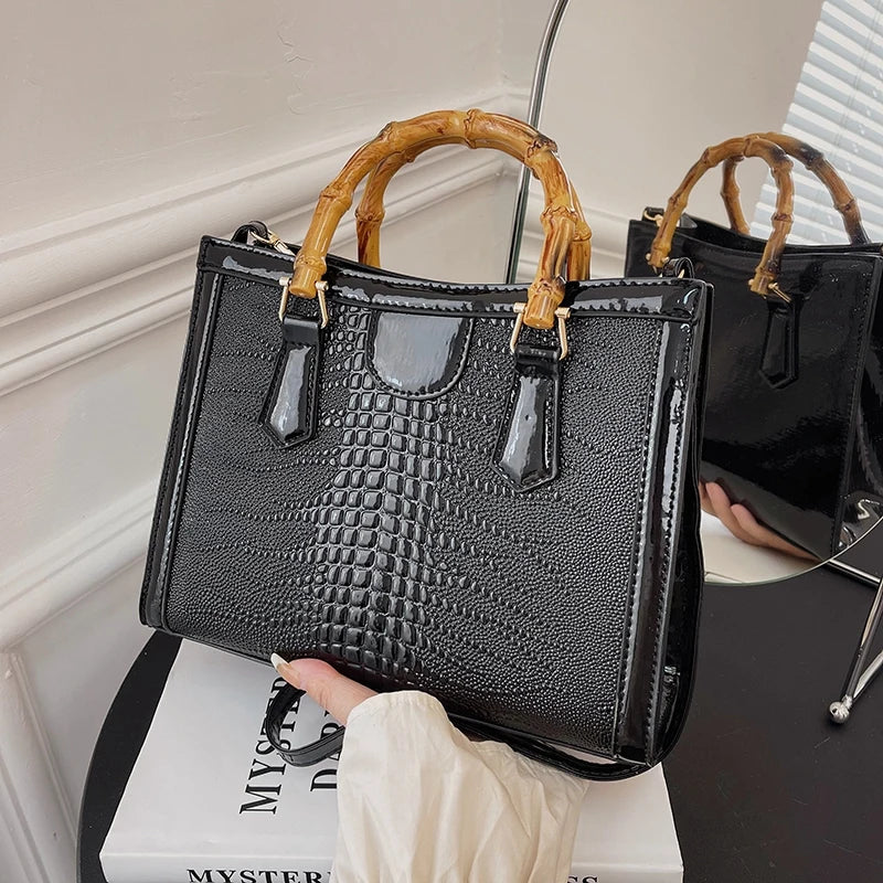 Bolso de hombro de piel de cocodrilo de lujo, bolso de diseñador para mujer