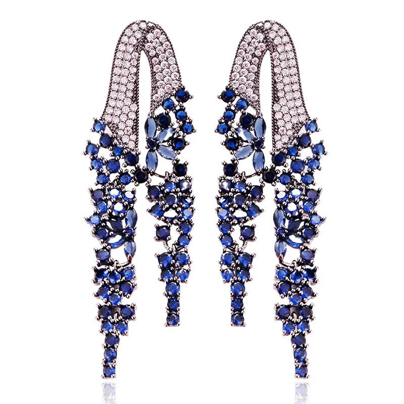 Bilincolor Golden Orange Long Tassel Earring for Women Wedding