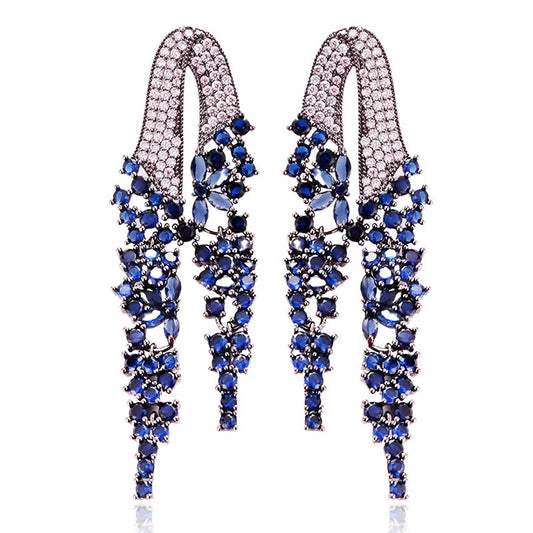 Bilincolor Golden Orange Long Tassel Earring for Women Wedding