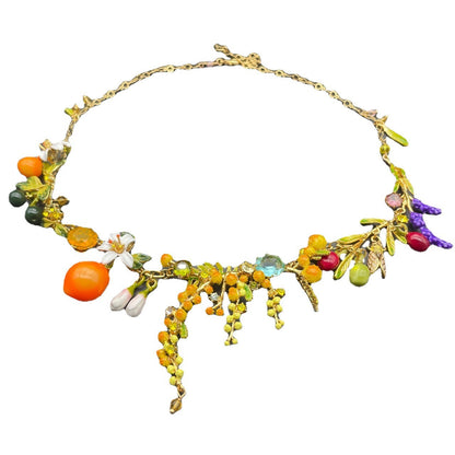 Handmade Enamel Fruity Orange Sweet Orange Lavender Necklace