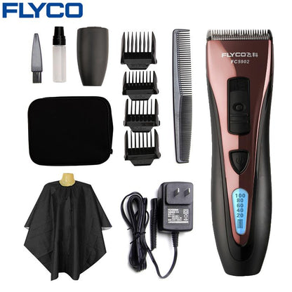 Cortapelos eléctrico profesional FLYCO de acero inoxidable, resistente al agua, para hombre FC5902