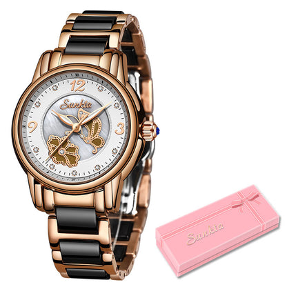 Reloj de cerámica Lige de alta calidad para mujer, exquisito reloj resistente al agua