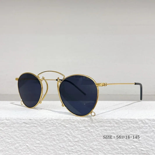 Gafas de sol redondas de metal de diseño, estilo retro para mujer, gafas clásicas de tendencia, de lujo, para conducir