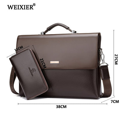 Marca WEIXIER, bolso de mano de piel sintética de microfibra de alta calidad para hombre