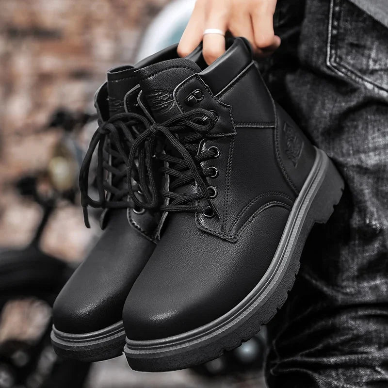 Botas de seguridad para el trabajo, calzado de seguridad clásico para motociclistas, calzado de tobillo, moda, antideslizante