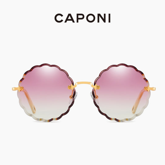 Gafas de sol sin montura para mujer, con forma de flor Rosie, redondas, con degradado, de moda, de diseñador vintage.