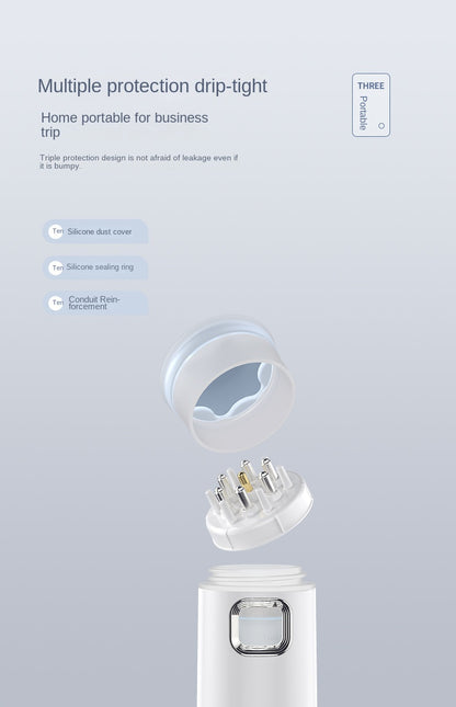 Dispositivo de medicina para el cuero cabelludo. Aporta líquido para el cuidado del cabello, peine medicinal