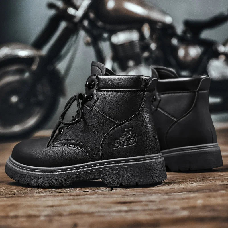 Botas de seguridad para el trabajo, calzado de seguridad clásico para motociclistas, calzado de tobillo, moda, antideslizante