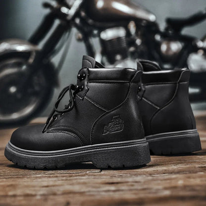 Botas de seguridad para el trabajo, calzado de seguridad clásico para motociclistas, calzado de tobillo, moda, antideslizante