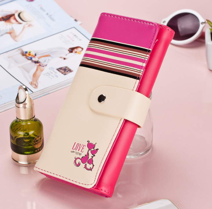 Carteras para mujer de piel sintética suave con diseño de gatos