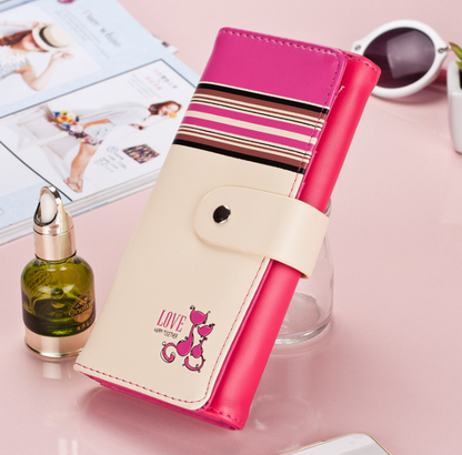 Carteras para mujer de piel sintética suave con diseño de gatos