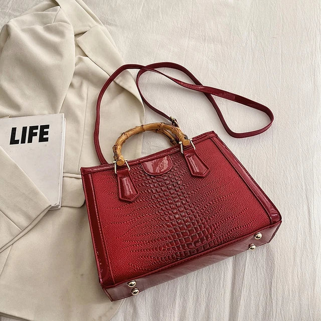 Bolso de hombro de piel de cocodrilo de lujo, bolso de diseñador para mujer