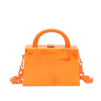 Bolso de mano de noche para mujer, con hebilla de cadena acrílica