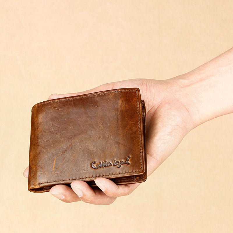 Carteras de cuero genuino para hombre Cobbler Legend, hechas a mano