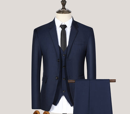 Conjunto de traje juvenil de corte entallado de primavera y otoño para hombre, conjunto de tres piezas para boda, traje de padrino de boda