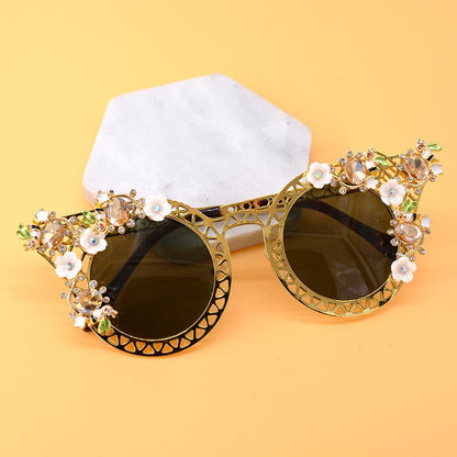 Gafas de sol plegables para mujer, de fotografía callejera con estrellas barrocas
