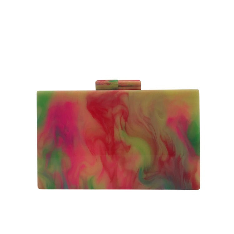 Bolso de cena acrílico con textura de mármol de colores mixtos