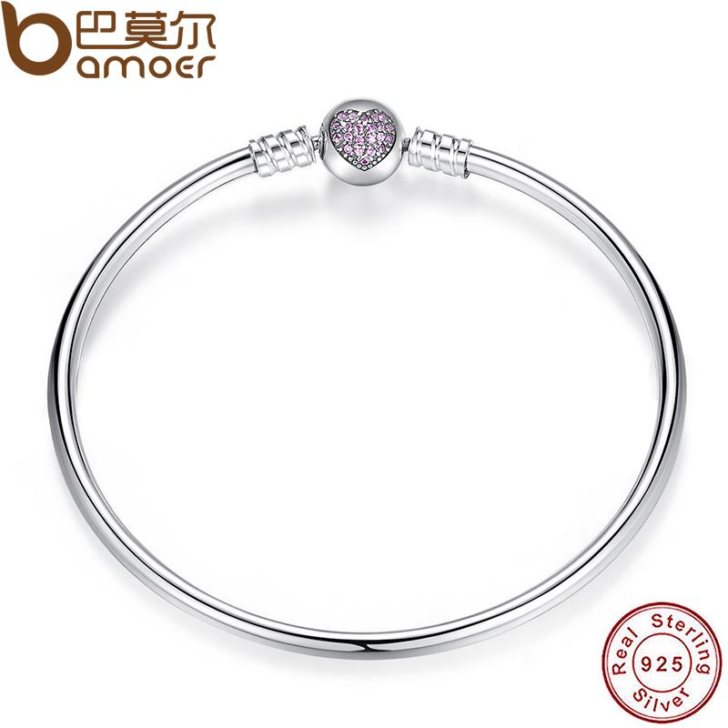 Pulsera y brazalete BAMOER de cadena de serpiente de plata de ley 925 con circonita cúbica pavé y estrella, joyería DIY PAS901